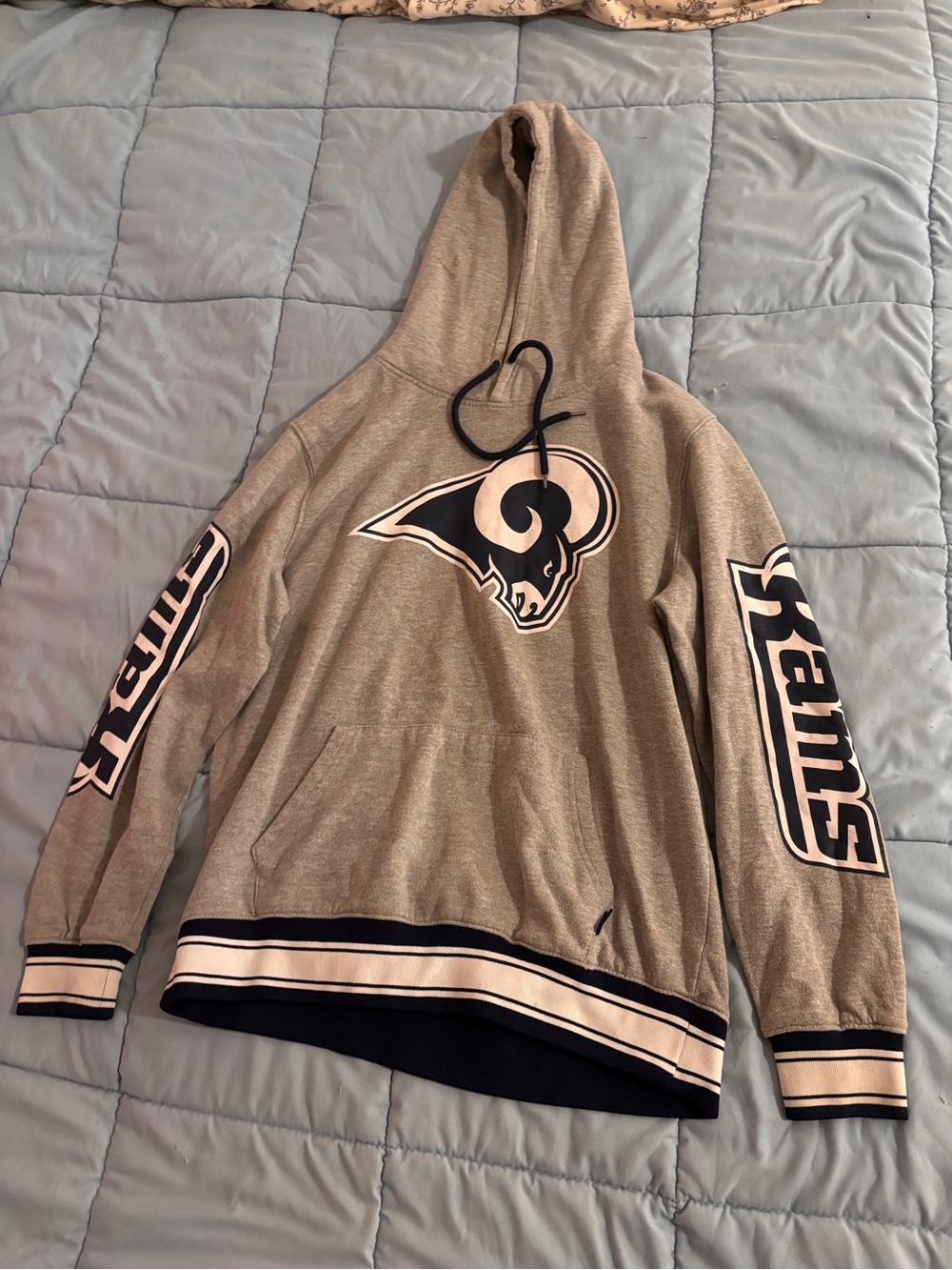 Los Angeles Rams Gray Pullover Hoodie Sweatshirt backless - Size M